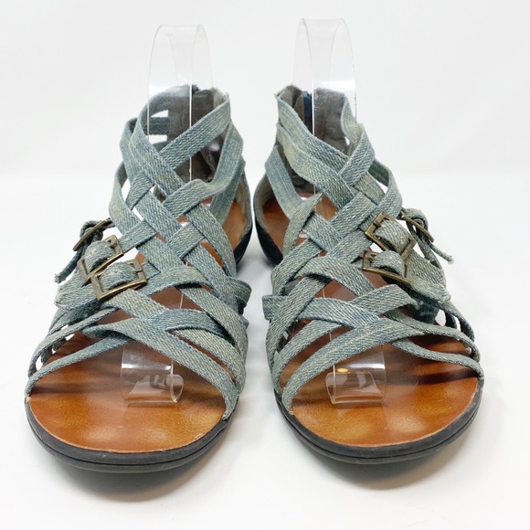 Urban Outfitters | Cooperative | Distressed Denim Strappy Sandal Size 8 - Picture 3 of 10